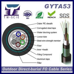 China GYTA53 24 Core Double Armoured Double Sheath anti-UV PE jacket Fiber Optic Cable For Duct Burial wholesale