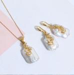 Women Natural Baroque Pearl Necklace Earring Classic Weddings Jewelry Chains