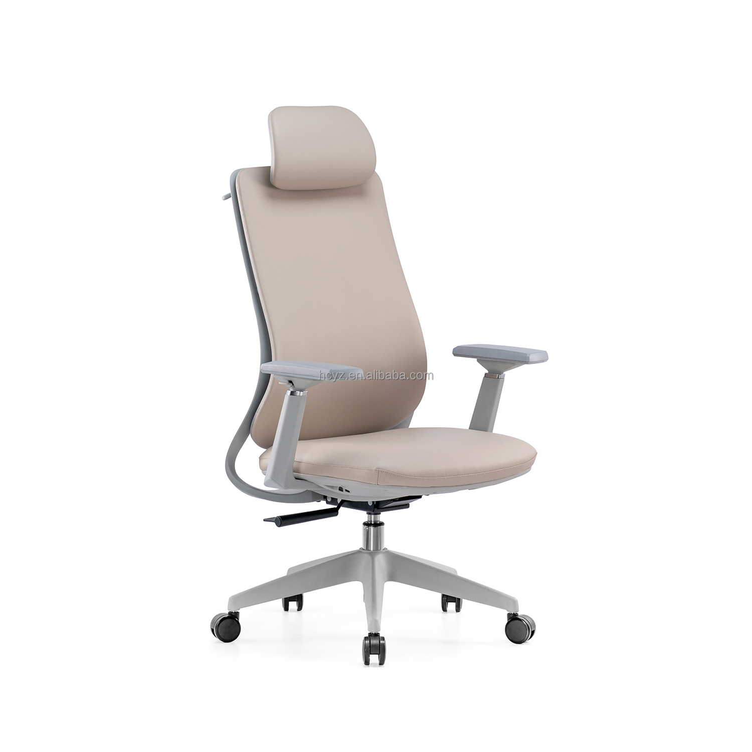 Modern Design Grey Leather Swivel Executive Office Chair with Adjustable Backrest