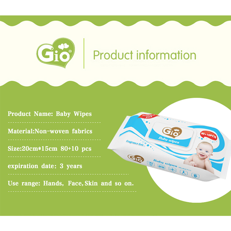 Pure Water Baby Wipes for Skin Hand and Mouth Cleaning 20*15cm No Alcohol