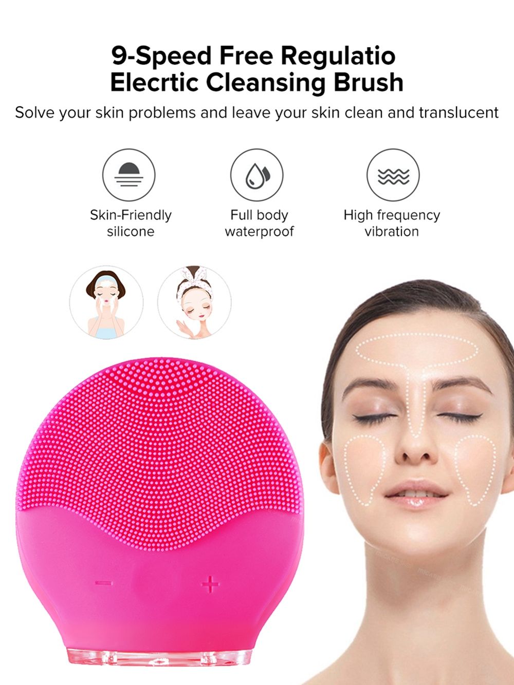 Waterproof Vibrating Face Cleansing Brush Usb Recharge Private Label
