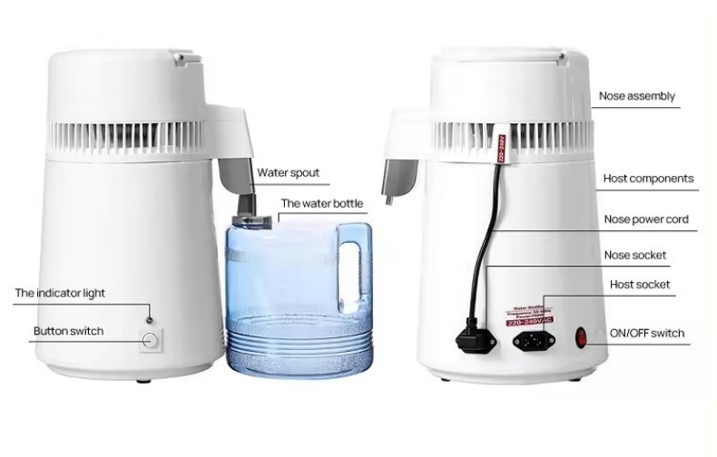 4L Water Distiller For Home Use Stainless Steel 1.5L/H Dental Water Distillation Device