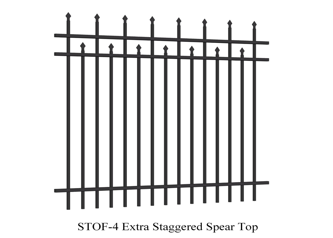 Extra Staggered Crimped Top Spear Garrison Fence panels 3 rails 2.1m x 2.4m stain interpon powder