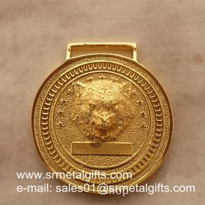 China Relief metal medal with raised wolf head, personalized embossed metal medals, on sale