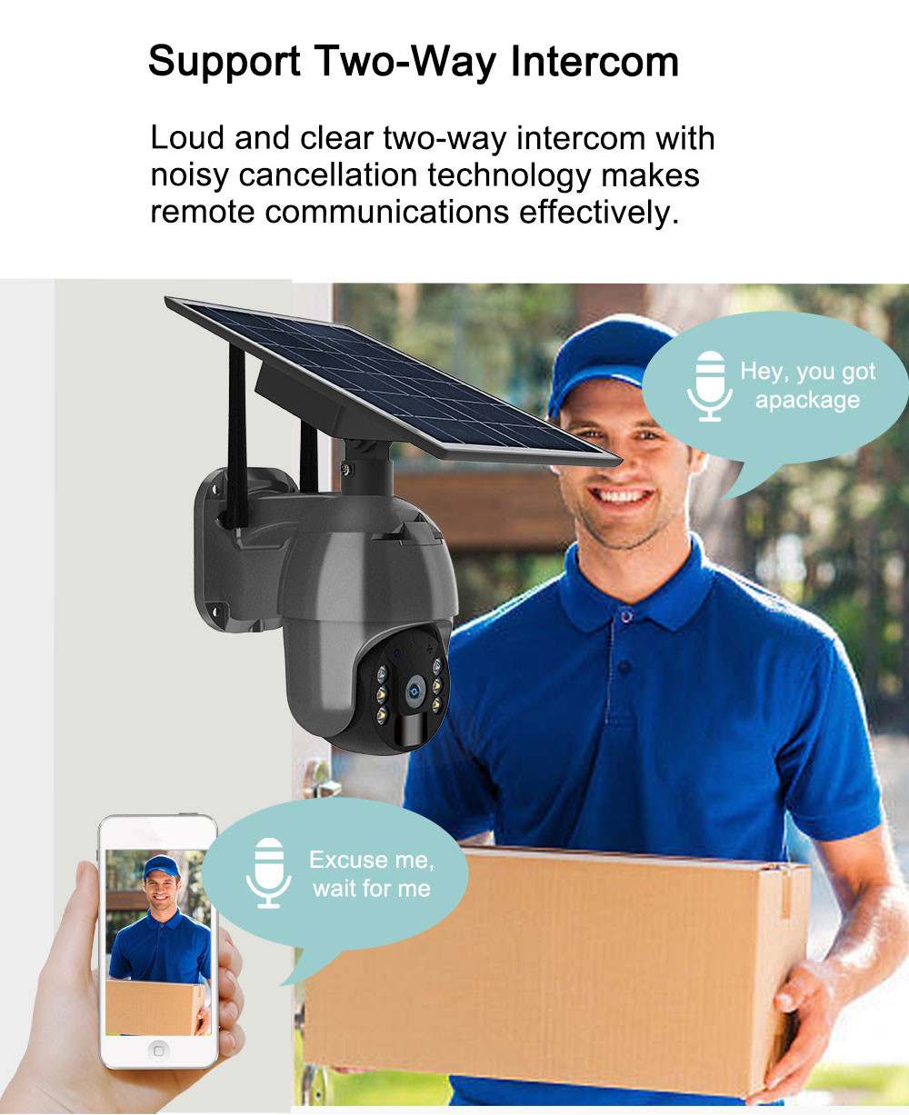 1080P Battery Security Camera Outdoor 8W Solar Panel Pan Tilt Camera 360 View