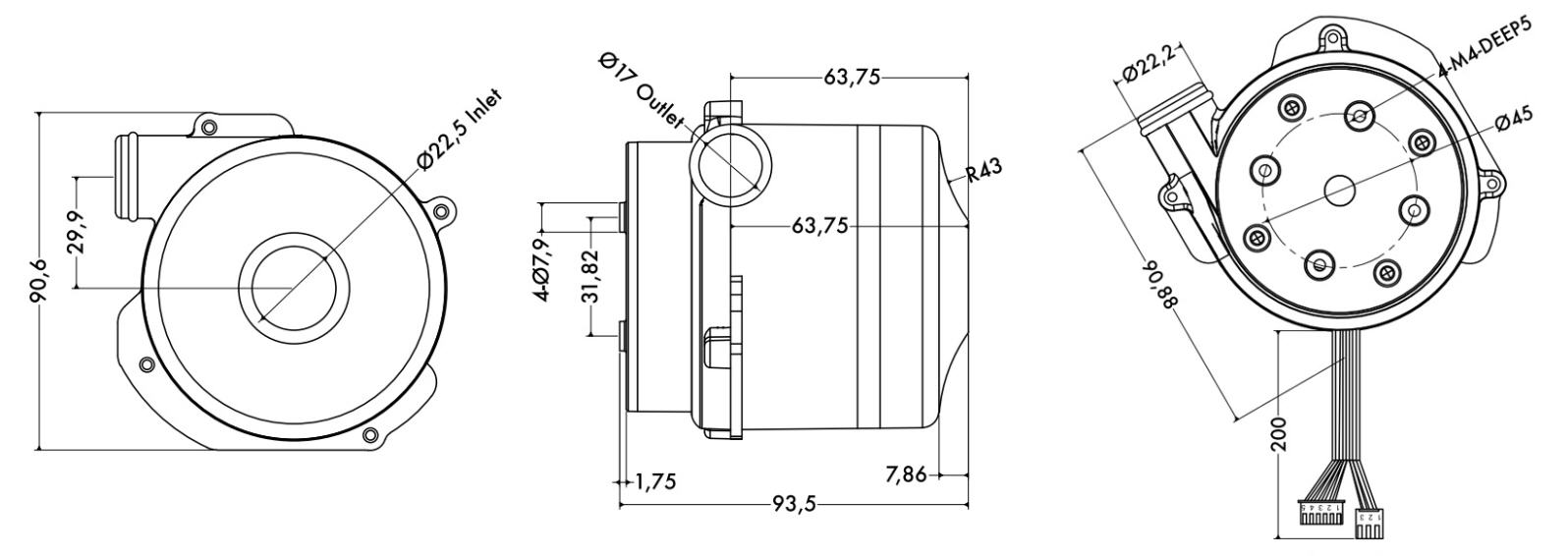 Mini 24V Air Conditioning Cfm Brushless DC Blower Aluminium Car Fan Pump Centrifugal Blower