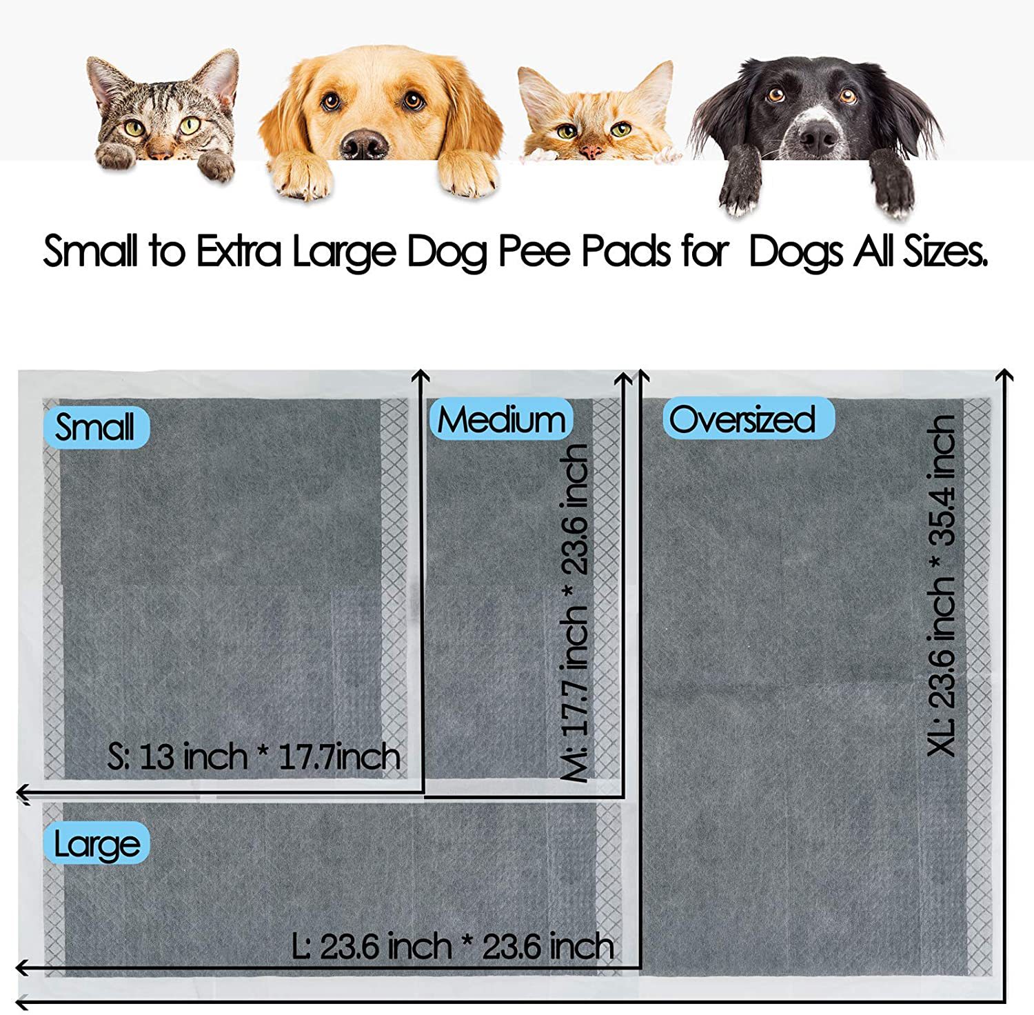 60*45/60*60/60*90cm Deodorizing SAP Pet Pee Pad for Potty Urine Training S M L XL XXL