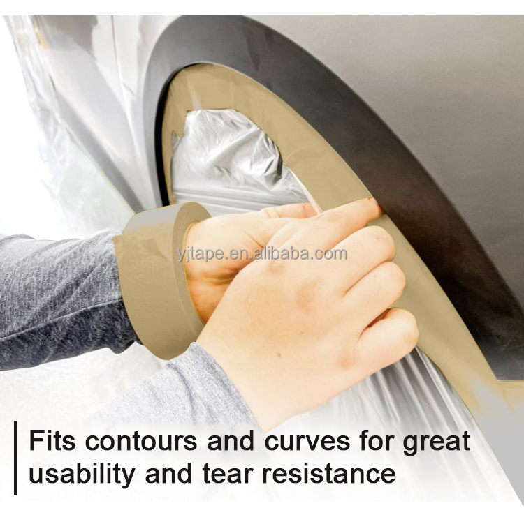 Brown Crepe Paper Sharp Car Painters Masking Tape Custom High Temperature Resistance