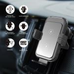 Dual Coil 15W Qi Fast Charging Auto Clamping Car Charger Phone Mount Designer