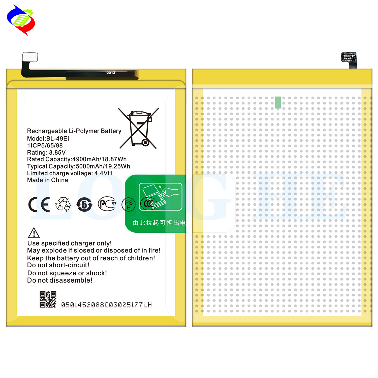 BL-49Ei Li-ploymer Battery for Itel P33 Plus P33 P46 3.85V 5000mAh Stable Performance