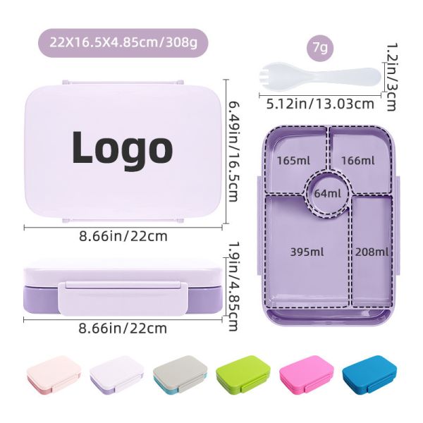 Leak Proof Airtight Bento Lunch Box With Reusable Plastic Storage Container Purple