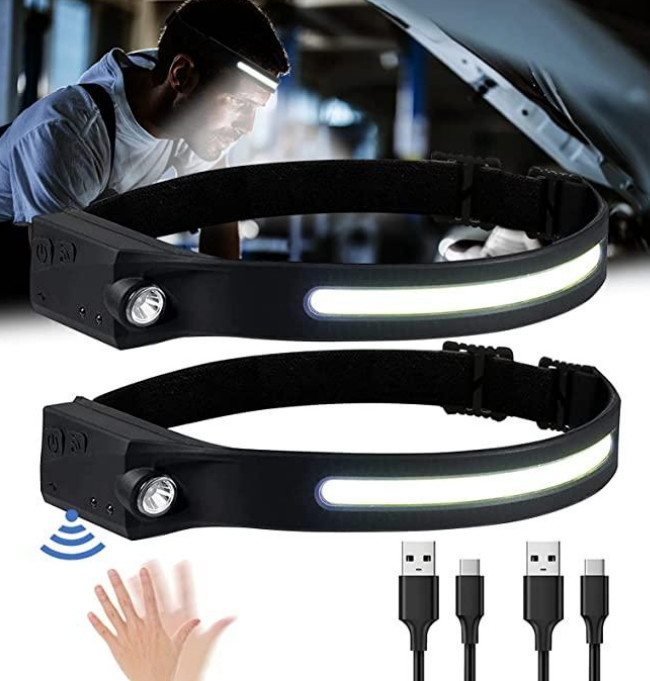 Waterproof Flexible Headlamp Work Light 12000 Lumen 230 Degree USB Rechargeable