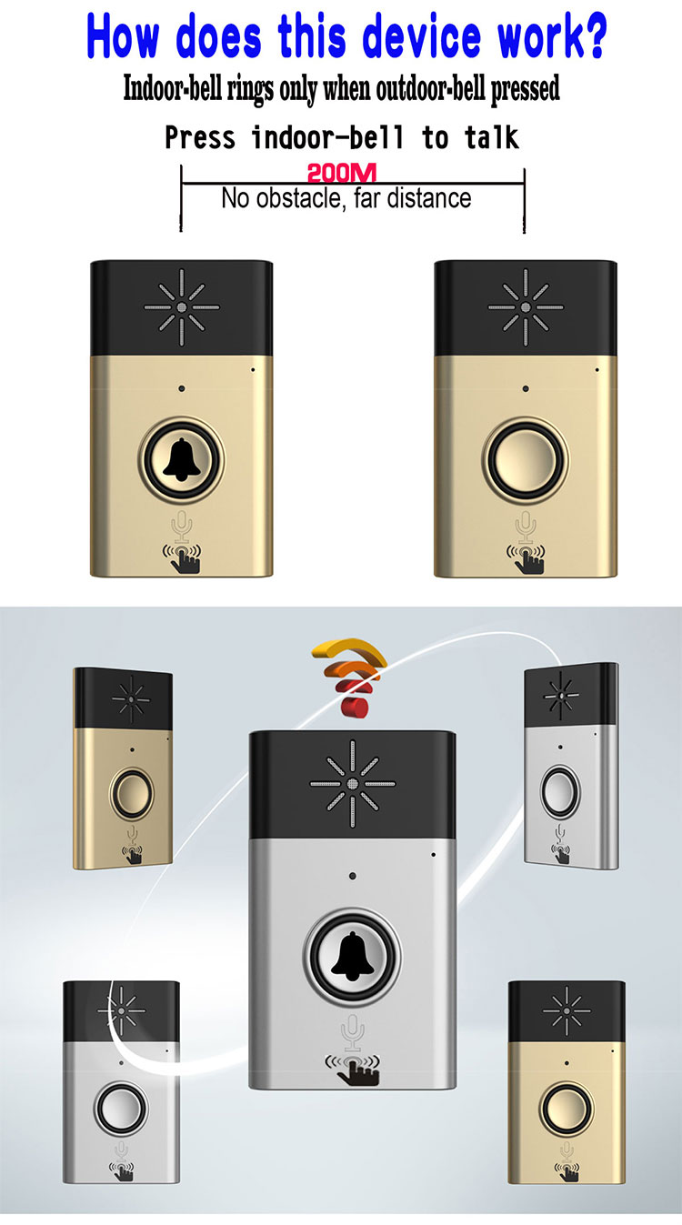 silver/gold color talk function wireless door bell