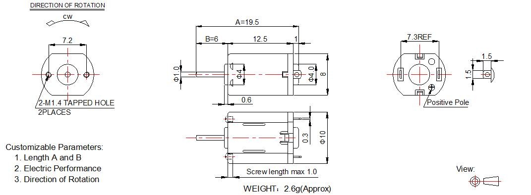 Small DC Electric Motors / 1.5v 3v Micro DC Motor FF-1012TA For Diving Watch
