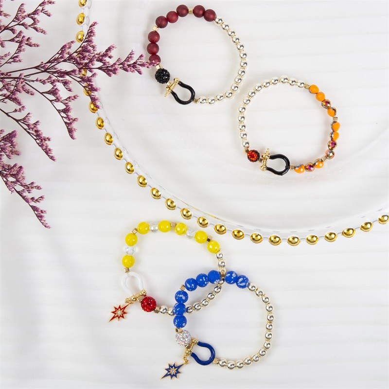 Unisex Enamel Colorful Charm Stretchy Stacking Bracelets Glass Beaded Christmas Gift