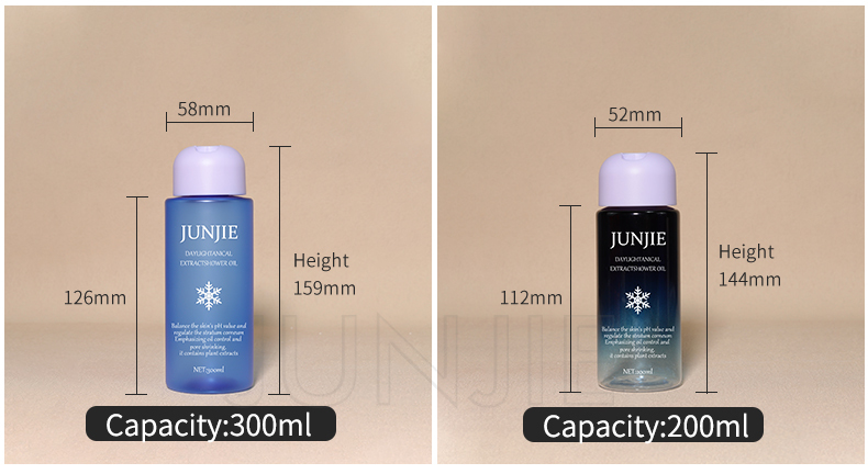 Customized blue purple Color PET Toner Bottle Transparent PET Toner Bottle PET Flat Shoulder Bottle