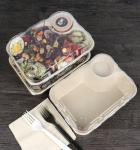 22.4x16x4.5cm Biodegradable Bamboo Pulp Packaging 850ml Microwaveable