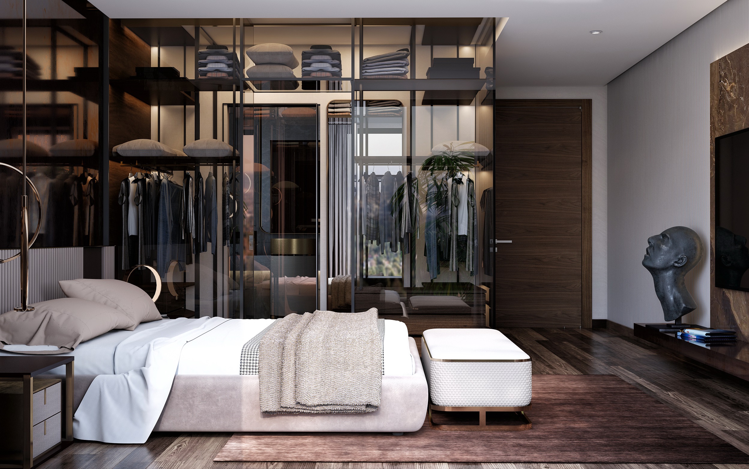Modern Master Wardrobe Closet European Custom Storage Bedroom Furniture for High End