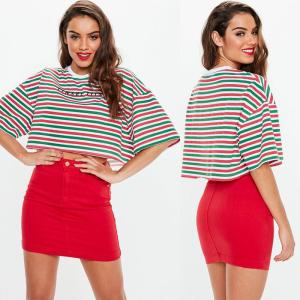 China Green Trendy Women Clothing Stripe Cropped T Shirt wholesale