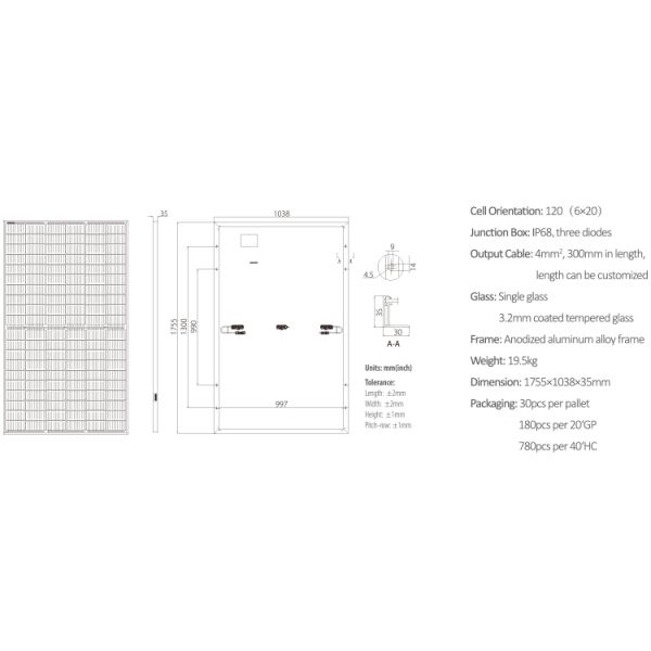 Bluesun BSM375M-72HPH 375 370 Watts Half Cell Perc Mono Solar Panel with Black Frame USA Warehouse Stock