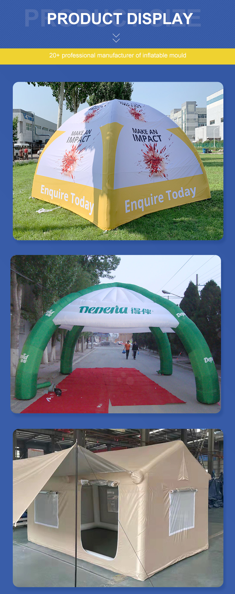 Giant outdoor inflatable tent four legged tent for sale of printed logo