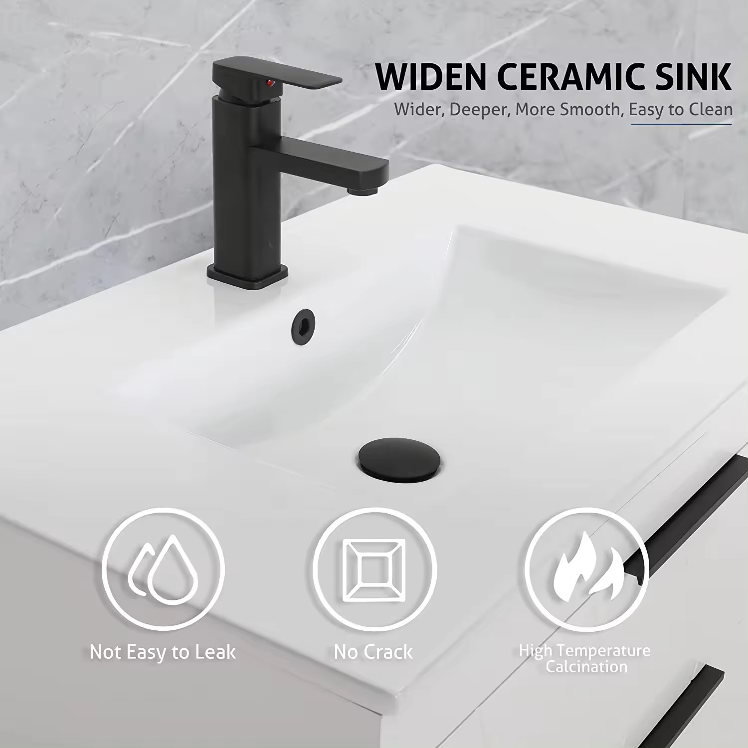 Custom White Floating Bathroom Sink Vanity Unit 500mm