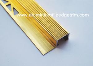 China Brushed Metal Aluminum Stair Nosing , Ti Gold Metal Stair Bullnose For Ceramic Tile wholesale