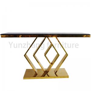China Marble Countertop Living Room Console Table Diamond Shaped Unique Stainless Steel Base wholesale
