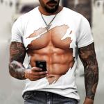 Muscle Men T Shirt Abs 3D Printing Personality Short Sleeve Summer Top
