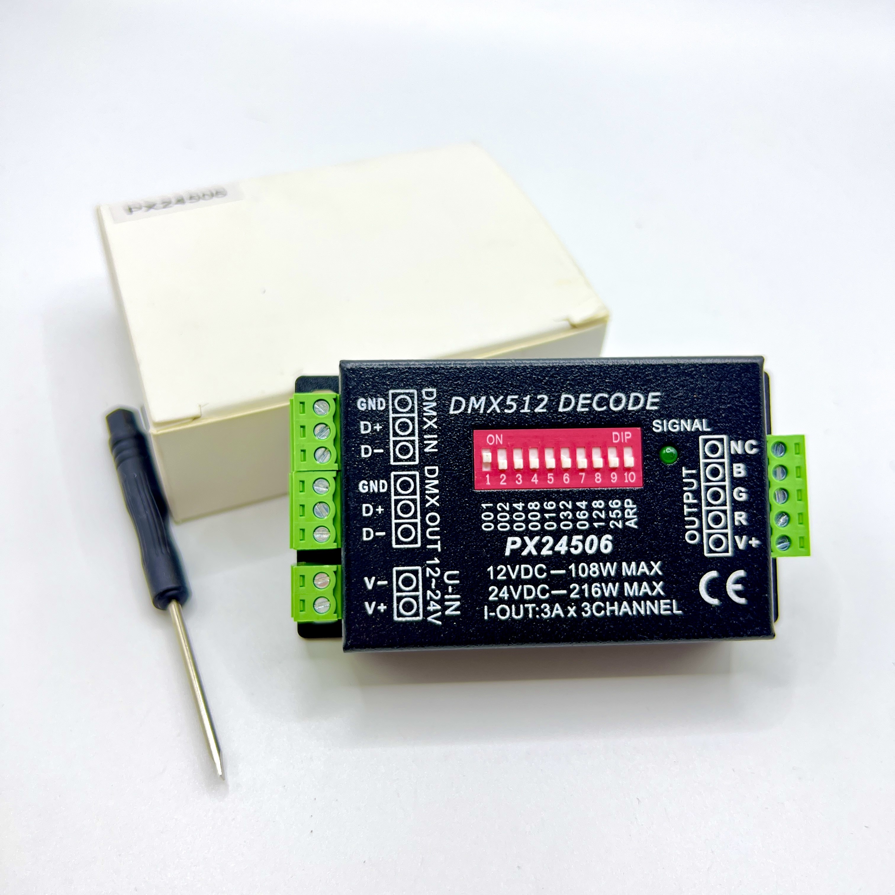 DC 12V LED DMX Decoder , Px24506 Dmx512 Decoder For RGB Strip Lights