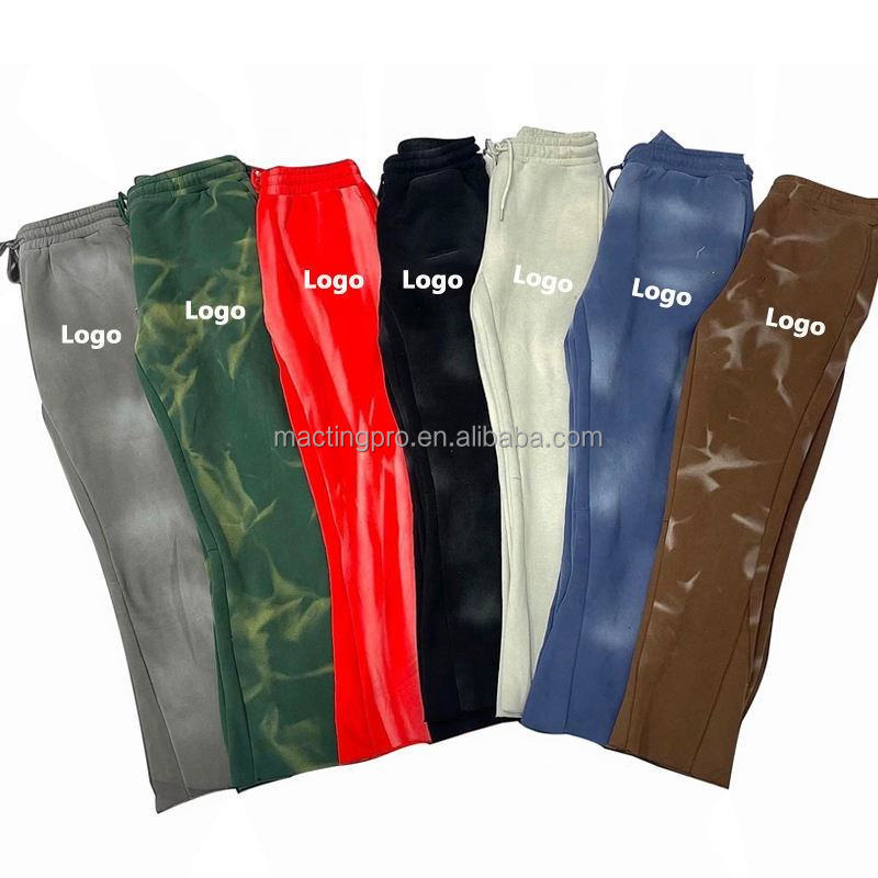 Vintage Sun Faded Washed Flare Sweatpants Men'S Anti-Pilling Cotton/Fleece Track Pants