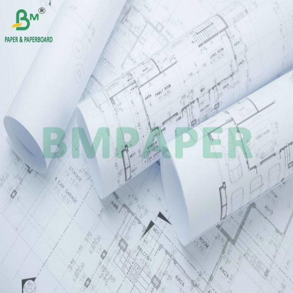 36'' x 500ft 3'' Core Format CAD Inkjet Paper Roll For Printing Architectural Plans