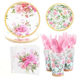 China Garden Flower Theme Disposable Party Supplies Wedding Birthday Party Supplies wholesale