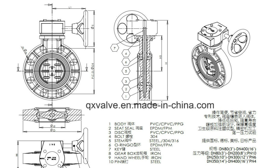 Water Supply PVC Valve Plastic Wafer Butterfly Valve with Flange