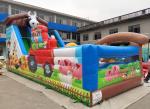 Tarpaulin Commercial Bouncy Slide Combo Farm Animals Bounce House Inflatable