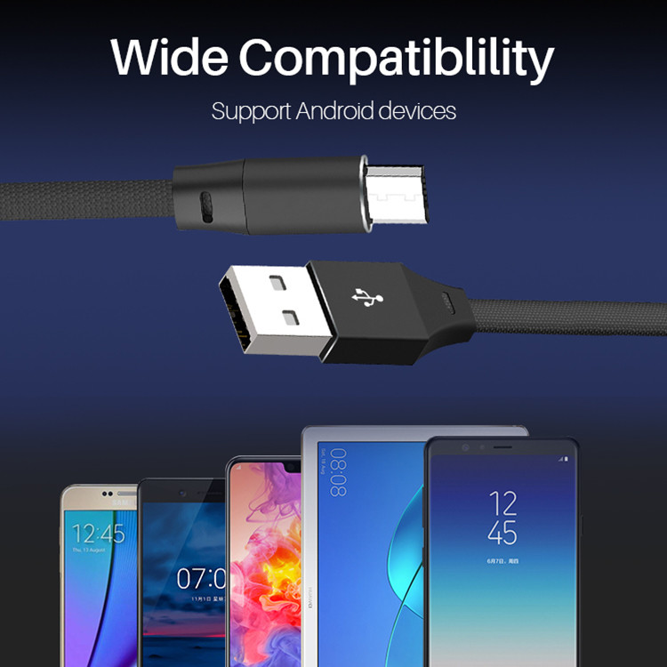 Durable 3A Nylon Braided Micro USB Cable For Android Phone