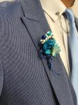70% Wool 30% Poly Blue Groom Tuxedo Suit For Wedding