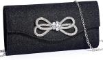 WOMEN EVENING HANDBAG SHINY CRYSTAL BOW FLAP CLUTCH PURSE FOR WOMEN WEDDING