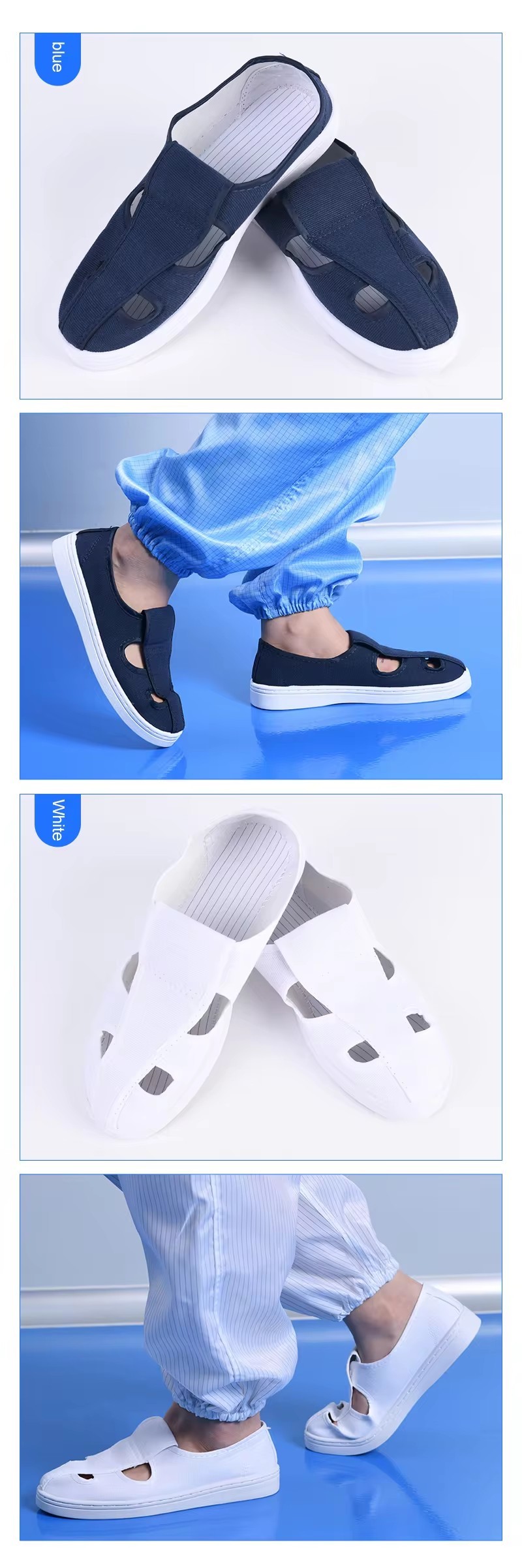 White Non-slip SPU Sole Anti-Static Clean Room ESD Shoes Dust-Free Cleanroom Antistatic Shoes For Computer Factory Lab