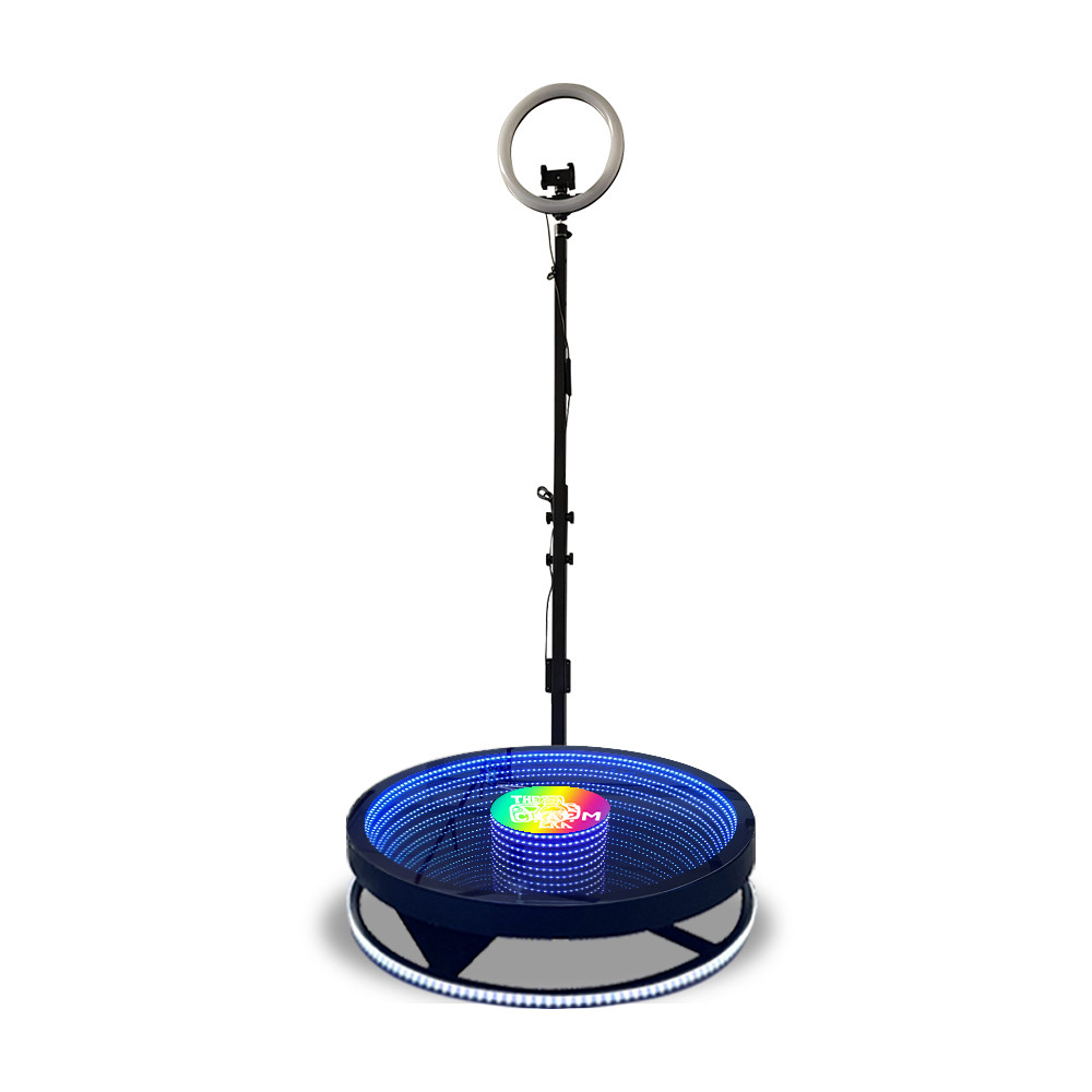 Adjustable LED 360 Photo Booth Glass Platform Selfie Rotating Photo Booth