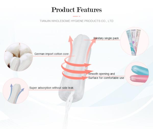Adult Private Label Organic Cotton Clean Point Tampons for Female Health Care