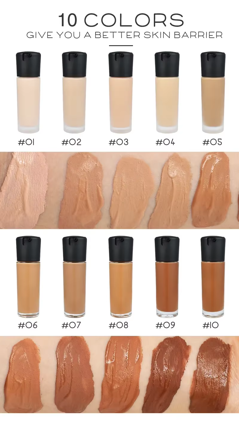 OEM / ODM Private Label Makeup Oil Free Vegan Moisture Matte Foundation Full Coverage Waterproof Liquid Foundation Wholesales