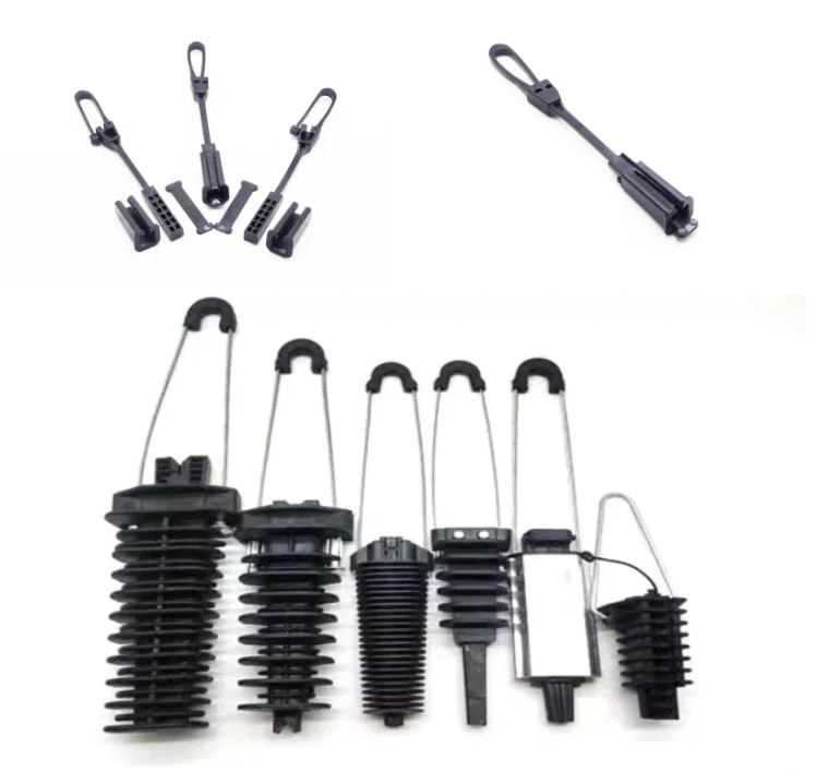 10PCS Stainless Steel and Plastic Suspension Cable Clamp for Network FTTH Inlet Cable