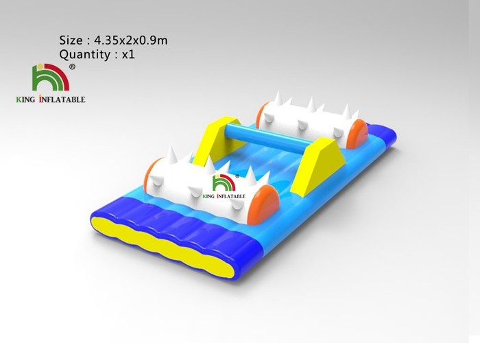 0.9mm Plato PVC Customized 61x41m Blue Inflatable Floating Water Park With Slide