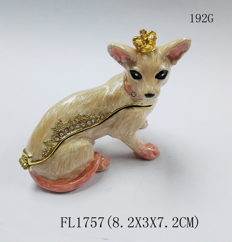 Factory direct selling New design Pewter Alloy Crown Dog metal trinket box