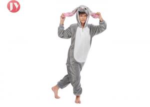 China Wholesale warm fluffy Flannel Gray rabbit with long ears Onesie Pajamas costume For Kids wholesale