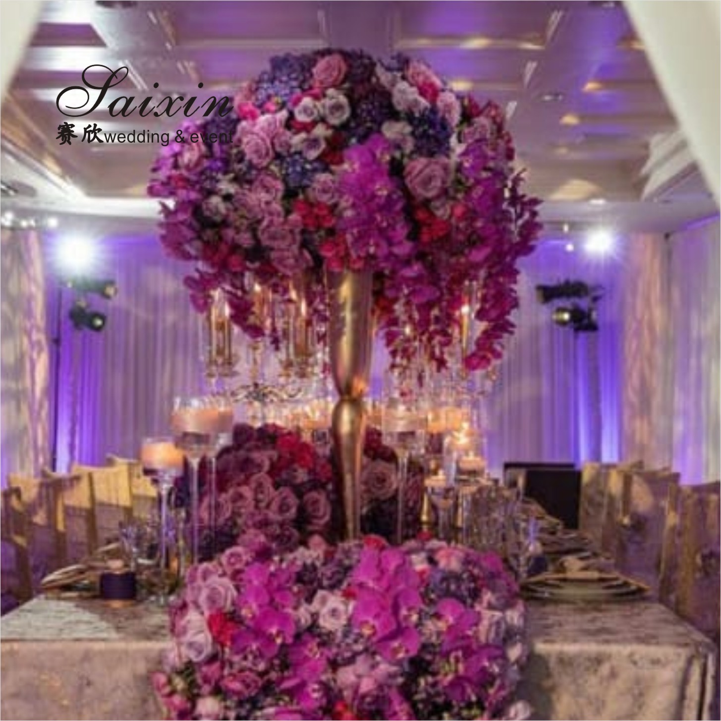 Beautiful Gold Metal Vase Decoration Home Tall For Wedding Centerpieces 80CM