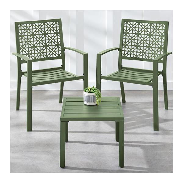 Outdoor Furniture AJUNION Modern Steel KD Frame Garden Set Stackable Chair