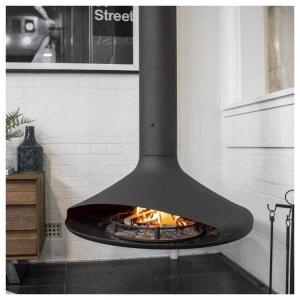 China 900mm Black Color Hotel Wood Charcoal Suspended Fireplace For Warming wholesale