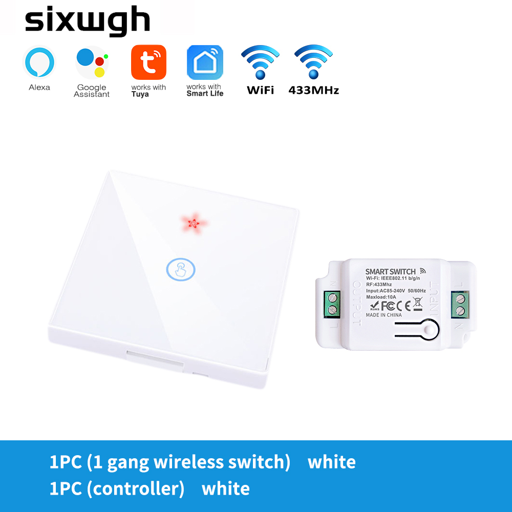SIXWGH Tuya Wifi Connected Light Switch Home Automation Touch Wall Switch Controller